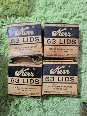 Lot 4 Kerr 63 Lids BOX OF 12 All Canning Methods Fits All 63 Jar Vtg Display